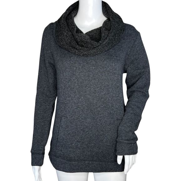 J Crew‎ Sweatshirt Womens Small Dark Gray Funnel Neck Updated Basic Minimalist - Picture 1 of 8